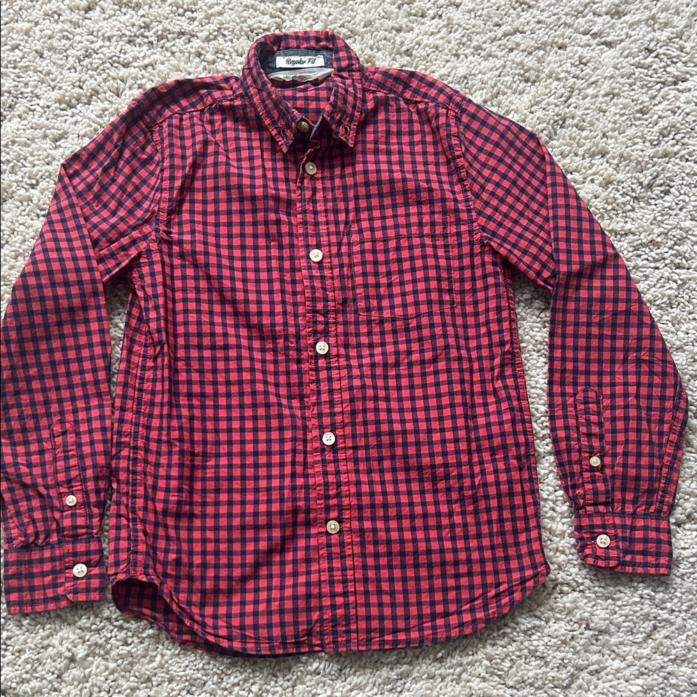 H&M Red and Navy Checkered Kids Button Down Shirt